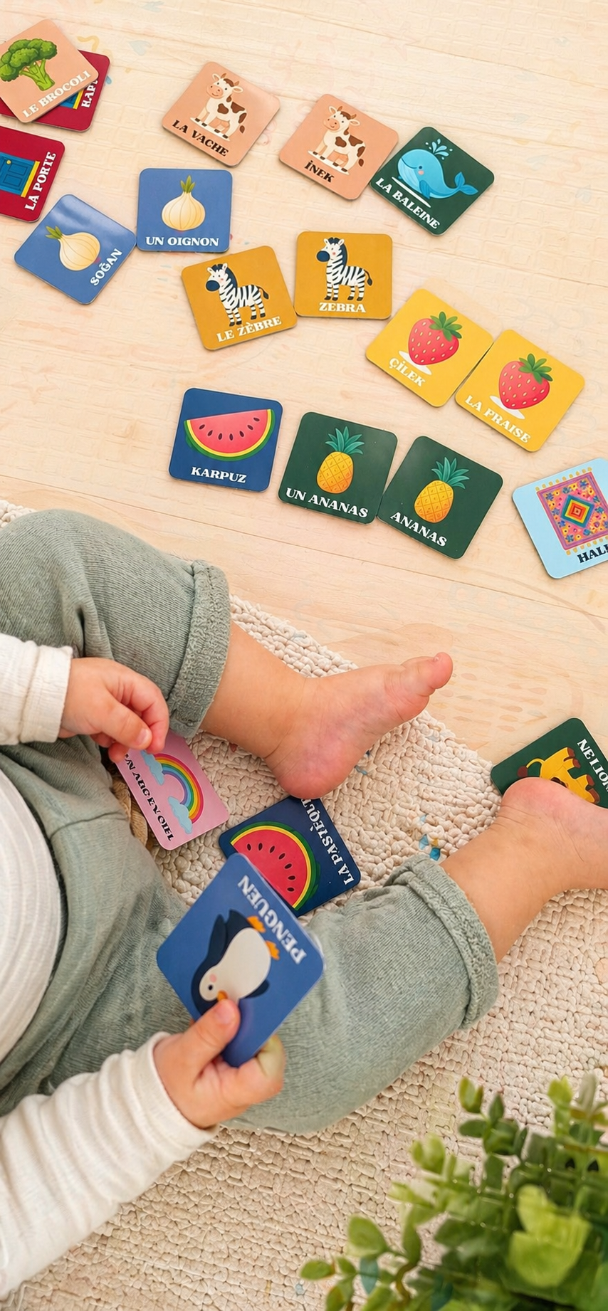 Enfant jouant au jeu MEMORA Français-Turc en famille