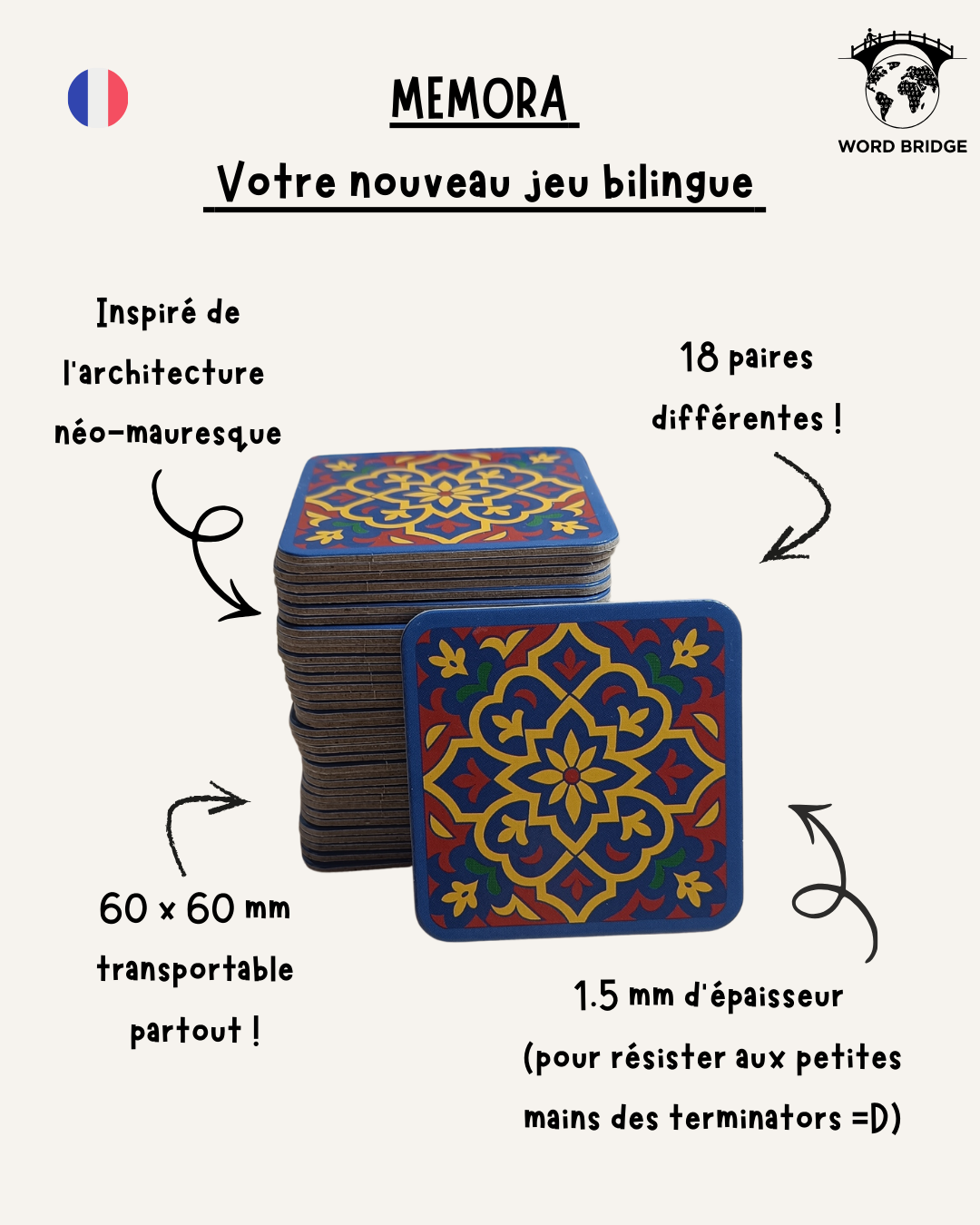 Jeu de cartes bilingue MEMORA – Word Bridge